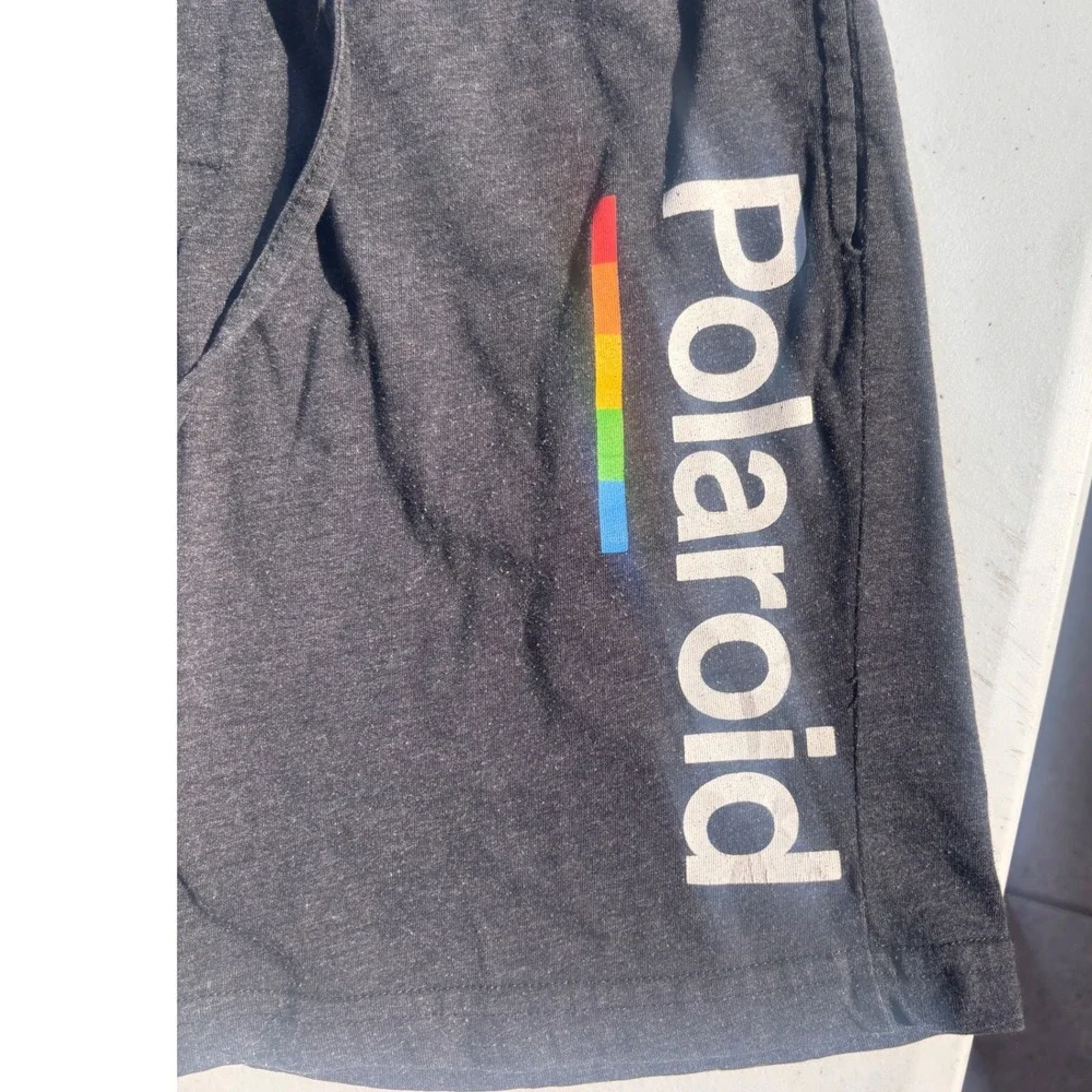 Polaroid Photography Lounge Shorts Mens Small Charcoal Gray Rainbow Graphic